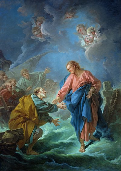 セントピーター、1766年に水の上を歩くよう招待 作： François Boucher